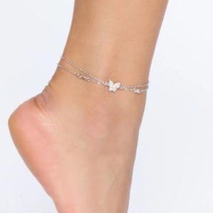 Fashion Nova Sasha Butterfly Anklet - Silver